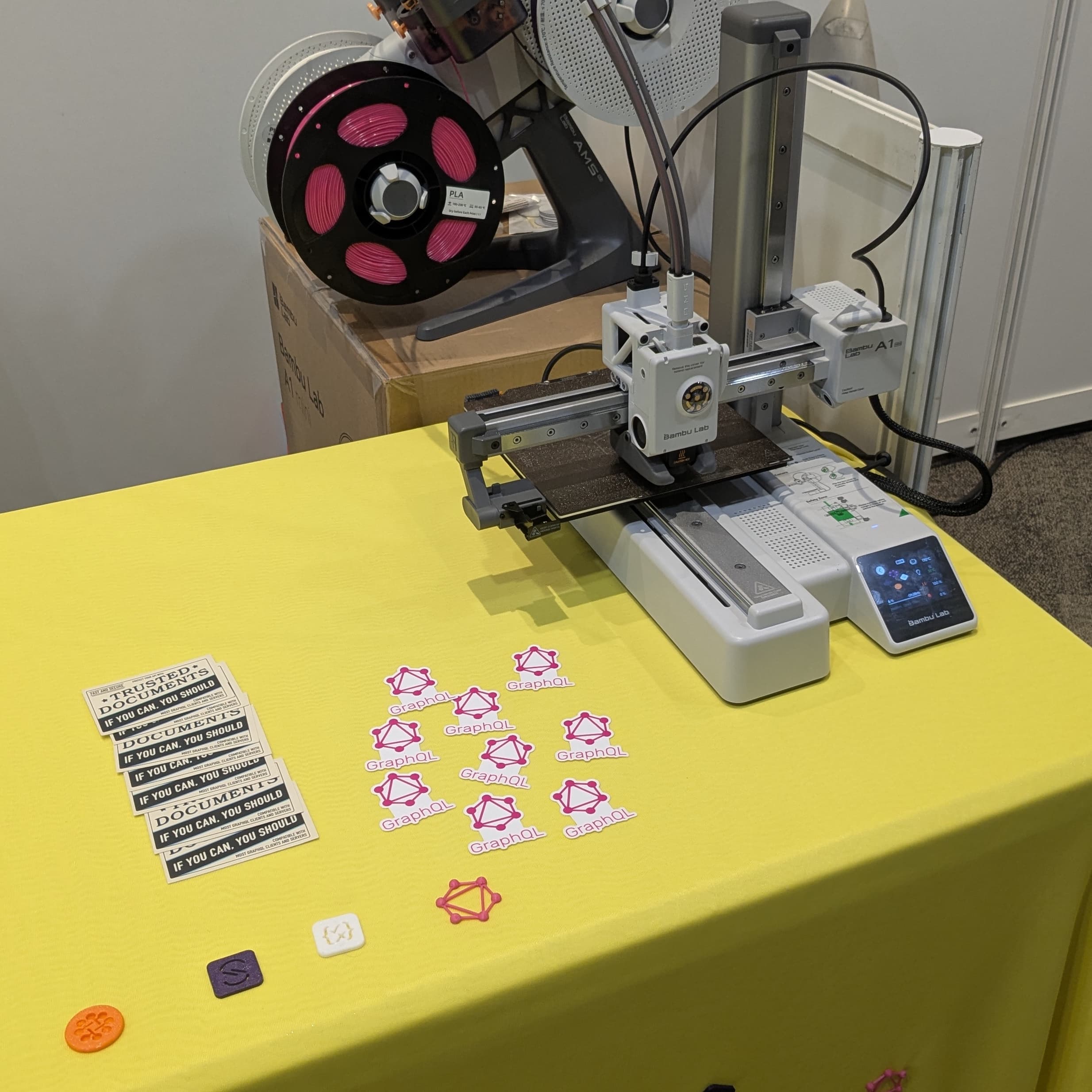 API Standards booth with 3D printer